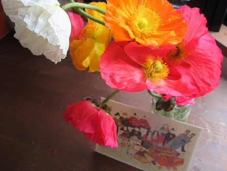 芥子の花とひな人形のカード